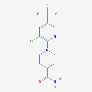molecular formula C12H13ClF3N3O B1308559 1-[3-Chloro-5-(trifluoromethyl)pyridin-2-yl]piperidine-4-carboxamide CAS No. 338780-66-8