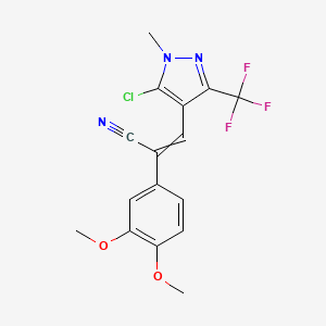 molecular formula C16H13ClF3N3O2 B1308566 (Z)-3-[5-chloro-1-methyl-3-(trifluoromethyl)-1H-pyrazol-4-yl]-2-(3,4-dimethoxyphenyl)-2-propenenitrile 