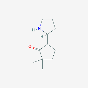 molecular formula C11H19NO B13085819 2,2-Dimethyl-5-(pyrrolidin-2-yl)cyclopentan-1-one 