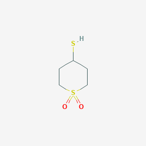 molecular formula C5H10O2S2 B13086101 4-Sulfanyl-1lambda6-thiane-1,1-dione 