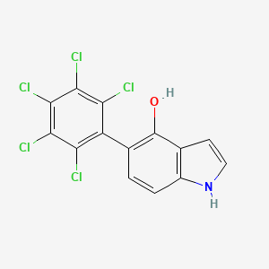 molecular formula C14H6Cl5NO B13086236 4-Hydroxy-5-(perchlorophenyl)indole 