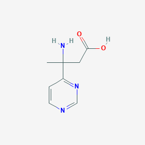 molecular formula C8H11N3O2 B13086449 3-Amino-3-(pyrimidin-4-yl)butanoic acid 