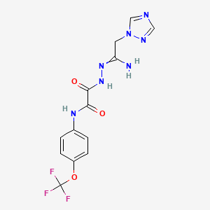 2-oxo-2-{2-[2-(1H-1,2,4-triazol-1-yl)ethanimidoyl]hydrazino}-N-[4-(trifluoromethoxy)phenyl]acetamide