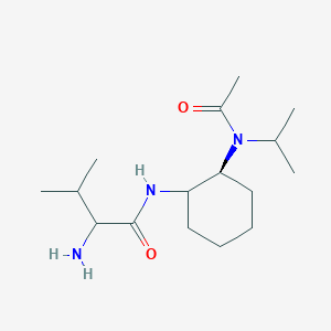 molecular formula C16H31N3O2 B13086512 N-[(2S)-2-[acetyl(propan-2-yl)amino]cyclohexyl]-2-amino-3-methylbutanamide 