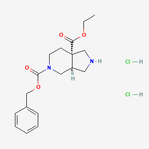 molecular formula C18H26Cl2N2O4 B13086591 cis-5-Benzyl 7a-ethyl hexahydro-1H-pyrrolo[3,4-c]pyridine-5,7a(6H)-dicarboxylate dihydrochloride 