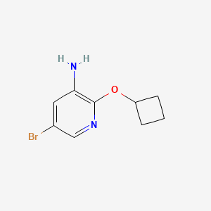 molecular formula C9H11BrN2O B13086728 5-Bromo-2-cyclobutoxypyridin-3-amine 