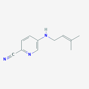 molecular formula C11H13N3 B13086866 5-[(3-Methylbut-2-en-1-yl)amino]pyridine-2-carbonitrile 