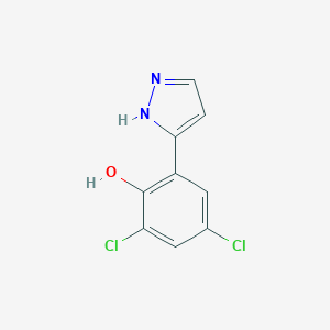 molecular formula C9H6Cl2N2O B130869 2,4-dichloro-6-(1H-pyrazol-5-yl)phenol CAS No. 154258-62-5