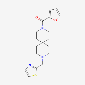 molecular formula C18H23N3O2S B13086953 Furan-2-yl(9-(thiazol-2-ylmethyl)-3,9-diazaspiro[5.5]undecan-3-yl)methanone 