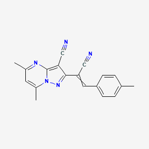 molecular formula C19H15N5 B1308698 2-[1-Cyano-2-(4-methylphenyl)vinyl]-5,7-dimethylpyrazolo[1,5-a]pyrimidine-3-carbonitrile 