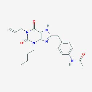 molecular formula C21H25N5O3 B130874 N-[4-(1-ALLYL-3-BUTYL-2,6-DIOXO-2,3,6,7-TETRAHYDRO-1H-PURIN-8-YLMETHYL)PHENYL]ACETAMIDE 