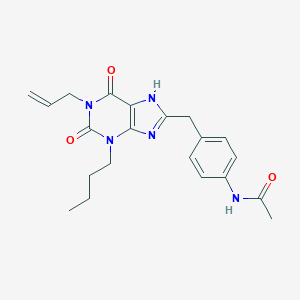 molecular formula C21H25N5O3 B130874 1-Allyl-3-butyl-8-(N-acetyl-4-aminobenzyl)-xanthine CAS No. 628279-02-7