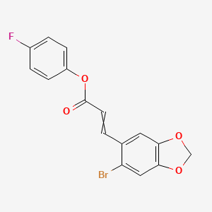molecular formula C16H10BrFO4 B1308771 4-fluorophenyl (E)-3-(6-bromo-1,3-benzodioxol-5-yl)-2-propenoate 