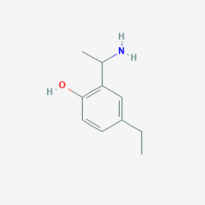 molecular formula C10H15NO B13087731 2-(1-Aminoethyl)-4-ethylphenol 