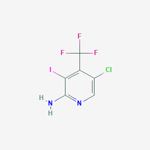 molecular formula C6H3ClF3IN2 B13087844 5-Chloro-3-iodo-4-(trifluoromethyl)pyridin-2-amine 