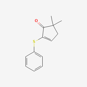 molecular formula C13H14OS B13087849 5,5-Dimethyl-2-(phenylthio)cyclopent-2-enone 