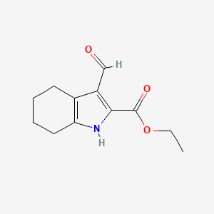 molecular formula C12H15NO3 B13088267 Ethyl 3-formyl-4,5,6,7-tetrahydro-1H-indole-2-carboxylate 