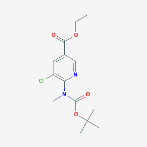 molecular formula C14H19ClN2O4 B13088990 Ethyl 6-((tert-butoxycarbonyl)(methyl)amino)-5-chloronicotinate 