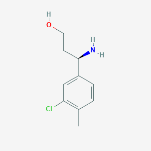 molecular formula C10H14ClNO B13089510 (3R)-3-amino-3-(3-chloro-4-methylphenyl)propan-1-ol 