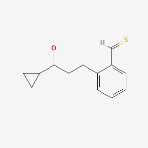 molecular formula C13H14OS B13090008 Cyclopropyl2-(2-thiomethylphenyl)ethylketone 