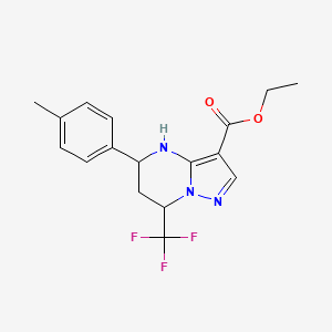 molecular formula C17H18F3N3O2 B13090100 Ethyl 5-(P-tolyl)-7-(trifluoromethyl)-4,5,6,7-tetrahydropyrazolo[1,5-A]pyrimidine-3-carboxylate 