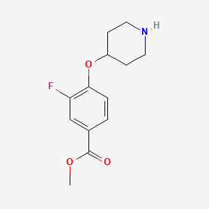 molecular formula C13H16FNO3 B13090319 Methyl 3-fluoro-4-(piperidin-4-yloxy)benzoate 