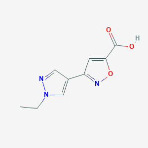 molecular formula C9H9N3O3 B1309034 3-(1-Ethyl-1H-pyrazol-4-yl)-isoxazole-5-carboxylic acid CAS No. 957487-34-2