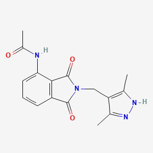 molecular formula C16H16N4O3 B13090344 N-(2-((3,5-Dimethyl-1H-pyrazol-4-yl)methyl)-1,3-dioxoisoindolin-4-yl)acetamide 