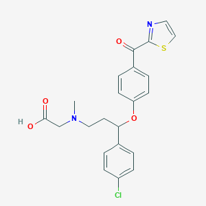 molecular formula C₂₆H₂₆F₃N₅O₃ B130905 N-[2-(1H-1,2,4-triazol-5-ylmethyl)-3,4-dihydro-1H-isoquinolin-6-yl]-2-[4-(trifluoromethyl)phenyl]benzamide CAS No. 186390-48-7