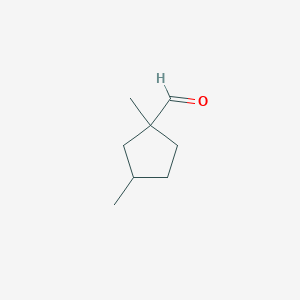 molecular formula C8H14O B13090548 1,3-Dimethylcyclopentane-1-carbaldehyde 