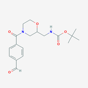 molecular formula C18H24N2O5 B13090560 tert-Butyl N-{[4-(4-formylbenzoyl)morpholin-2-yl]methyl}carbamate 