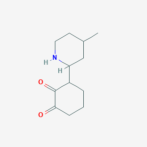 molecular formula C12H19NO2 B13090627 3-(4-Methylpiperidin-2-yl)cyclohexane-1,2-dione 