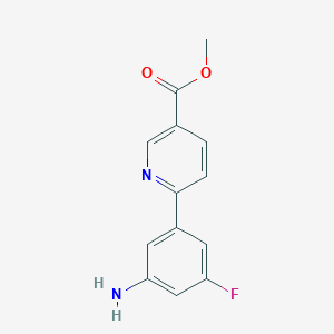 molecular formula C13H11FN2O2 B13090673 Methyl 6-(3-amino-5-fluorophenyl)nicotinate 