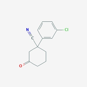 molecular formula C13H12ClNO B13090686 1-(3-Chlorophenyl)-3-oxocyclohexanecarbonitrile 