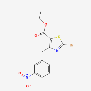 molecular formula C13H11BrN2O4S B13090687 Ethyl 2-bromo-4-(3-nitrobenzyl)-1,3-thiazole-5-carboxylate 