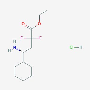 molecular formula C12H22ClF2NO2 B13090712 ethyl (4R)-4-amino-4-cyclohexyl-2,2-difluorobutanoate;hydrochloride 