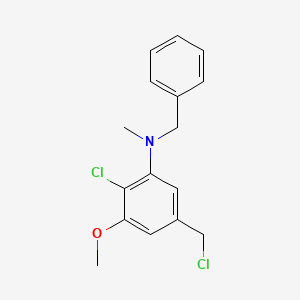 molecular formula C16H17Cl2NO B13090778 N-Benzyl-2-chloro-5-(chloromethyl)-3-methoxy-N-methylaniline 