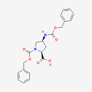 molecular formula C21H22N2O6 B13090823 (2S,4S)-1-((Benzyloxy)carbonyl)-4-(((benzyloxy)carbonyl)amino)pyrrolidine-2-carboxylic acid CAS No. 29475-98-7