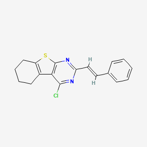 molecular formula C18H15ClN2S B13090845 4-Chloro-2-[2-phenylvinyl]-5,6,7,8-tetrahydro[1]benzothieno[2,3-d]pyrimidine 