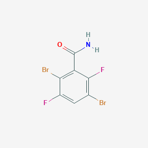 molecular formula C7H3Br2F2NO B13090857 2,5-Dibromo-3,6-difluorobenzamide 