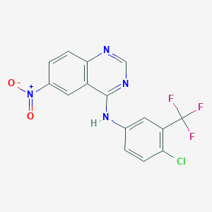 molecular formula C15H8ClF3N4O2 B13090868 N-(4-Chloro-3-(trifluoromethyl)phenyl)-6-nitroquinazolin-4-amine 