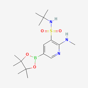 molecular formula C16H28BN3O4S B13090952 N-(Tert-butyl)-2-(methylamino)-5-(4,4,5,5-tetramethyl-1,3,2-dioxaborolan-2-YL)pyridine-3-sulfonamide 