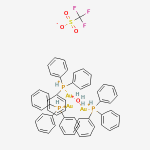 molecular formula C55H51Au3F3O4P3S+3 B13090981 Oxoris[(triphenylphosphine)trigold(I)]trifluoromethanesulfonate 