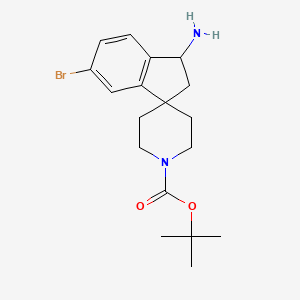 molecular formula C18H25BrN2O2 B13090997 tert-Butyl 3-amino-6-bromo-2,3-dihydrospiro[indene-1,4'-piperidine]-1'-carboxylate 