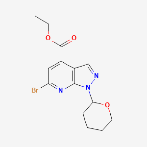 molecular formula C14H16BrN3O3 B13091030 ethyl 6-bromo-1-(tetrahydro-2H-pyran-2-yl)-1H-pyrazolo[3,4-b]pyridine-4-carboxylate 