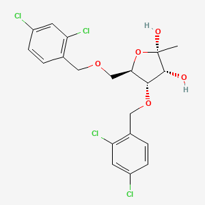 molecular formula C20H20Cl4O5 B13091031 (2S,3R,4S,5R)-4-((2,4-Dichlorobenzyl)oxy)-5-(((2,4-dichlorobenzyl)oxy)methyl)-2-methyltetrahydrofuran-2,3-diol 