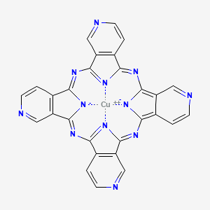 molecular formula C28H12CuN12 B13091045 Copper;2,6,11,15,20,24,29,33,37,39-decaza-38,40-diazanidanonacyclo[28.6.1.13,10.112,19.121,28.04,9.013,18.022,27.031,36]tetraconta-1,3,5,7,9,11,13(18),14,16,19(39),20,22(27),23,25,28,30(37),31(36),32,34-nonadecaene 