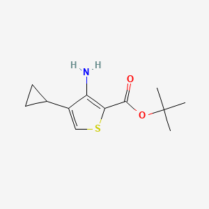 molecular formula C12H17NO2S B13091057 tert-Butyl 3-amino-4-cyclopropylthiophene-2-carboxylate 