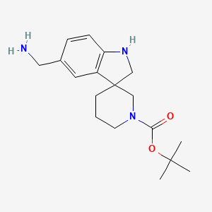 molecular formula C18H27N3O2 B13091144 tert-Butyl 5-(aminomethyl)spiro[indoline-3,3'-piperidine]-1'-carboxylate 