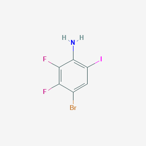 molecular formula C6H3BrF2IN B13091221 4-Bromo-2,3-difluoro-6-iodoaniline 